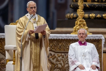 Pope Leo XIV delivers his homily during the ordination of 11 new priests for the Diocese of Rome at St. Peter's Basilica on May 31, 2025.