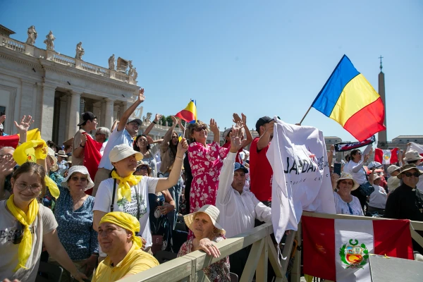 Families from nearly 120 countries wave flags and cheer during the Jubilee of Families celebration at St. Peter's Square as Pope Leo XIV declared families "the cradle of the future of humanity" during his homily on Sunday, June 1, 2025. Credit: Daniel Ibáñez/CNA