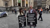 Lois McLatchie Miller and Chris Elston were arrested by Belgian police this week while advocating for child protection from transgender medical treatments, June 5, 2025.