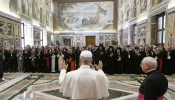 Pope Leo XIV greets participants of the symposium “Nicaea and the Church of the Third Millennium: Towards Catholic-Orthodox Unity" in Rome, Saturday, June 7, 2025